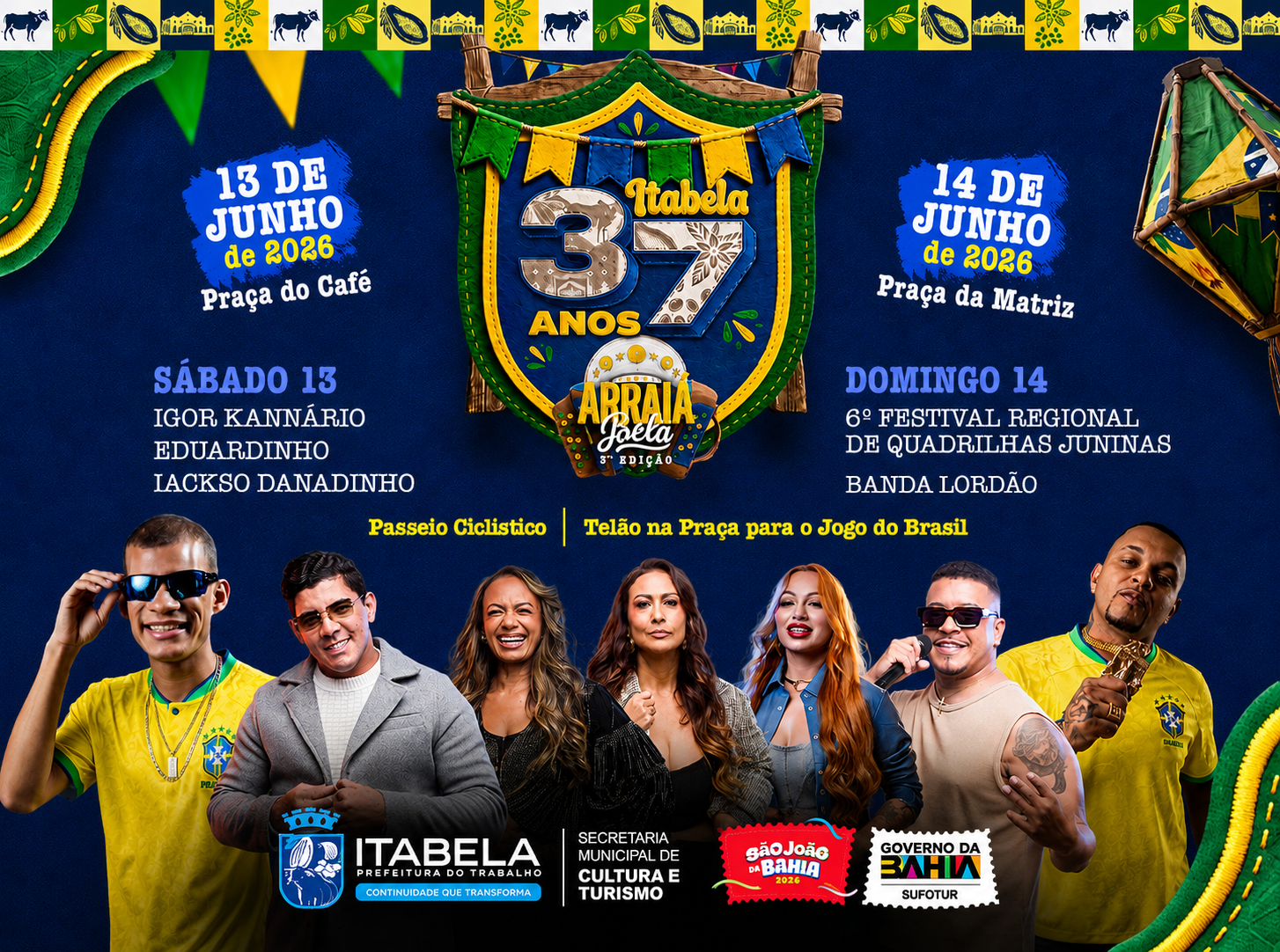 37 anos de Itabela: Igor Kannário, Eduardinho dos Teclados, Iackso e Banda Lordão animam programação de aniversário da cidade