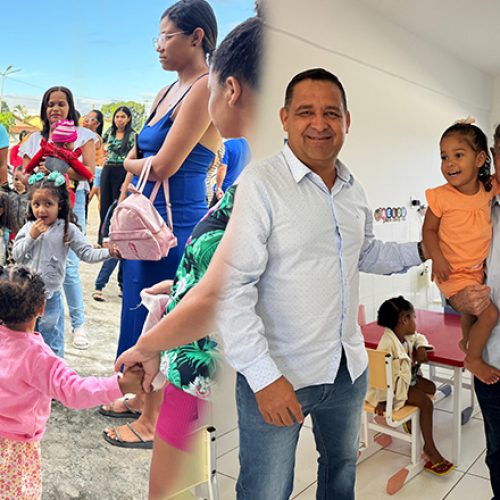 Alegria marca o primeiro dia do retorno das atividades da Creche Municipal Vovó Tereza Andreão em Itabela